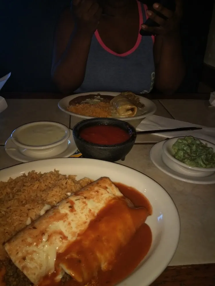 One Burrito One Enchilada Rice and Beans